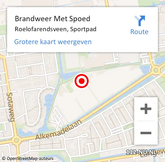 Locatie op kaart van de 112 melding: Brandweer Met Spoed Naar Roelofarendsveen, Sportpad op 1 januari 2022 16:55