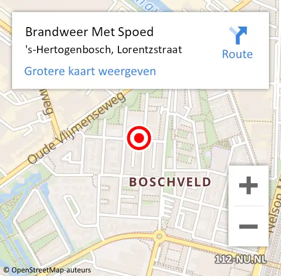 Locatie op kaart van de 112 melding: Brandweer Met Spoed Naar 's-Hertogenbosch, Lorentzstraat op 1 januari 2022 17:03