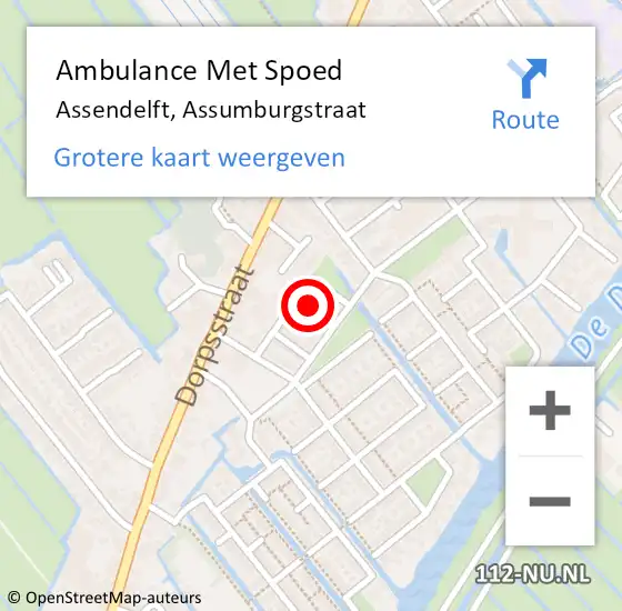 Locatie op kaart van de 112 melding: Ambulance Met Spoed Naar Assendelft, Assumburgstraat op 1 januari 2022 17:11