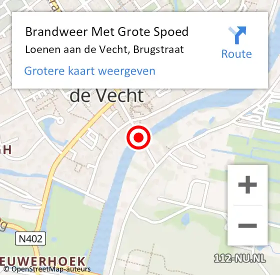 Locatie op kaart van de 112 melding: Brandweer Met Grote Spoed Naar Loenen aan de Vecht, Brugstraat op 1 januari 2022 17:16