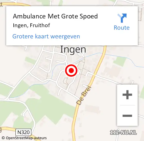 Locatie op kaart van de 112 melding: Ambulance Met Grote Spoed Naar Ingen, Fruithof op 1 januari 2022 17:21