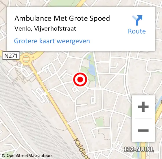 Locatie op kaart van de 112 melding: Ambulance Met Grote Spoed Naar Venlo, Vijverhofstraat op 1 januari 2022 17:38