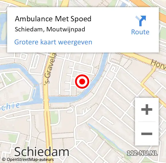 Locatie op kaart van de 112 melding: Ambulance Met Spoed Naar Schiedam, Moutwijnpad op 1 januari 2022 18:07