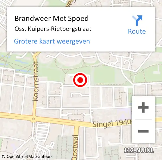 Locatie op kaart van de 112 melding: Brandweer Met Spoed Naar Oss, Kuipers-Rietbergstraat op 1 januari 2022 18:08