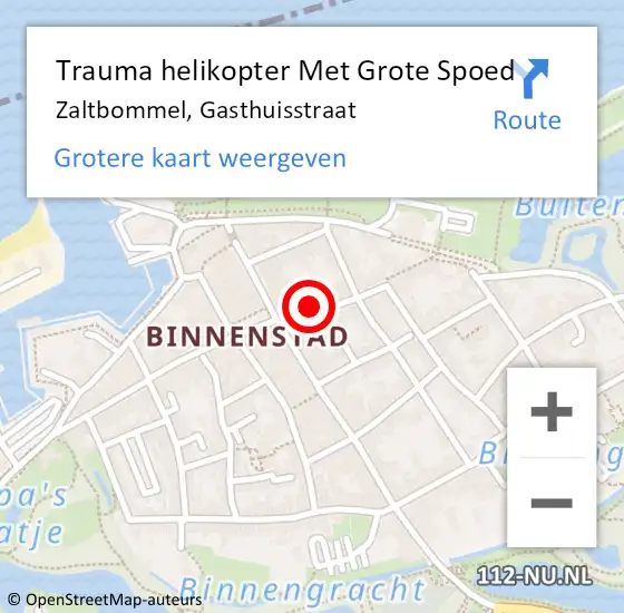 Locatie op kaart van de 112 melding: Trauma helikopter Met Grote Spoed Naar Zaltbommel, Gasthuisstraat op 1 januari 2022 18:42