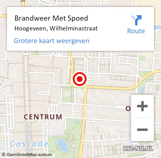 Locatie op kaart van de 112 melding: Brandweer Met Spoed Naar Hoogeveen, Wilhelminastraat op 1 januari 2022 18:51