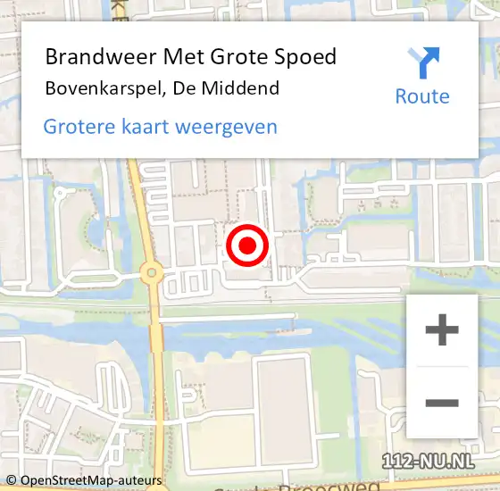 Locatie op kaart van de 112 melding: Brandweer Met Grote Spoed Naar Bovenkarspel, De Middend op 4 juli 2014 06:39