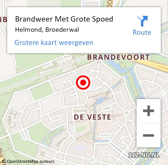 Locatie op kaart van de 112 melding: Brandweer Met Grote Spoed Naar Helmond, Broederwal op 1 januari 2022 19:06