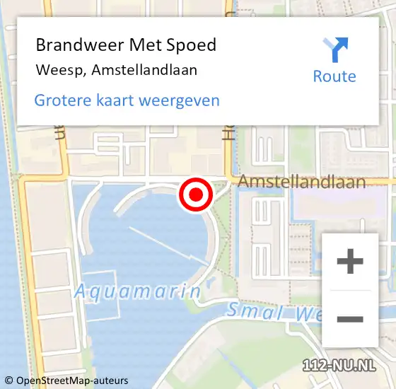 Locatie op kaart van de 112 melding: Brandweer Met Spoed Naar Weesp, Amstellandlaan op 1 januari 2022 19:27