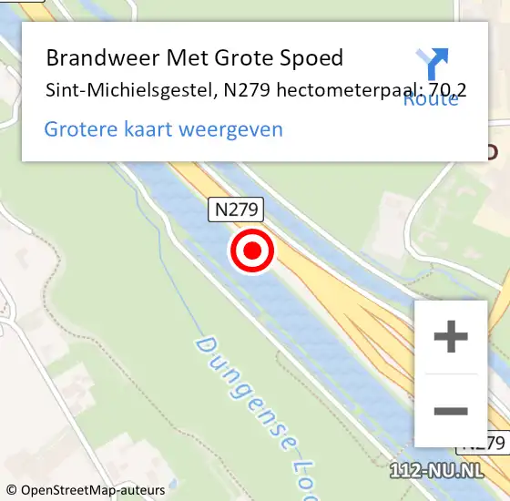 Locatie op kaart van de 112 melding: Brandweer Met Grote Spoed Naar Sint-Michielsgestel, N279 hectometerpaal: 70,2 op 1 januari 2022 19:48