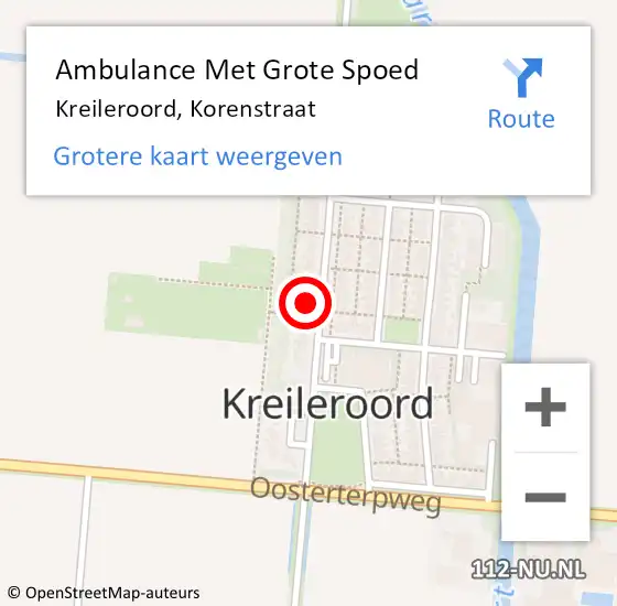 Locatie op kaart van de 112 melding: Ambulance Met Grote Spoed Naar Kreileroord, Korenstraat op 1 januari 2022 19:51