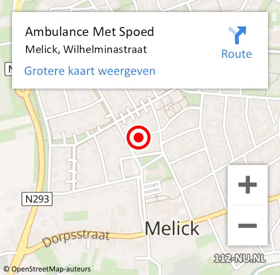 Locatie op kaart van de 112 melding: Ambulance Met Spoed Naar Melick, Wilhelminastraat op 1 januari 2022 19:56