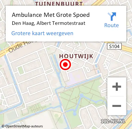 Locatie op kaart van de 112 melding: Ambulance Met Grote Spoed Naar Den Haag, Albert Termotestraat op 1 januari 2022 20:09