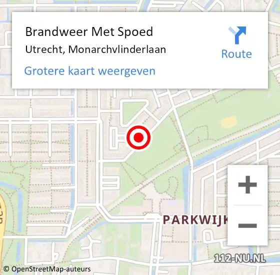 Locatie op kaart van de 112 melding: Brandweer Met Spoed Naar Utrecht, Monarchvlinderlaan op 1 januari 2022 20:22