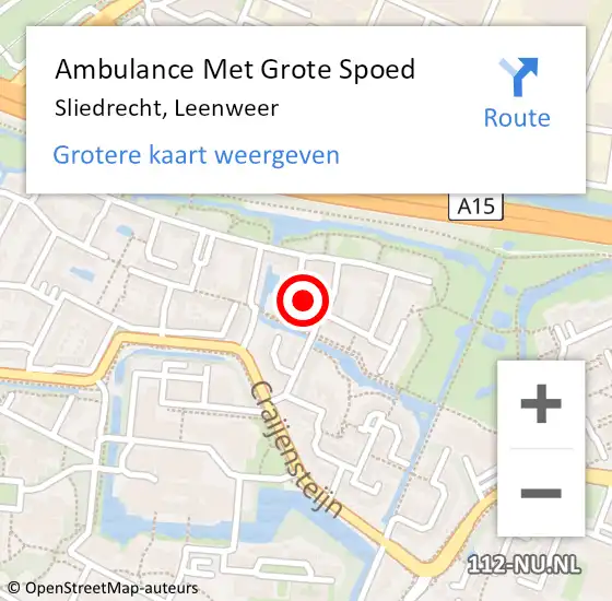 Locatie op kaart van de 112 melding: Ambulance Met Grote Spoed Naar Sliedrecht, Leenweer op 1 januari 2022 20:54