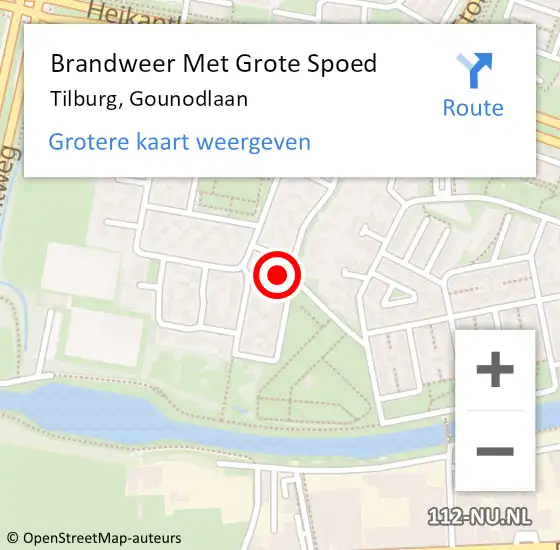 Locatie op kaart van de 112 melding: Brandweer Met Grote Spoed Naar Tilburg, Gounodlaan op 1 januari 2022 20:57