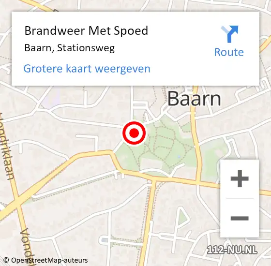 Locatie op kaart van de 112 melding: Brandweer Met Spoed Naar Baarn, Stationsweg op 1 januari 2022 20:58