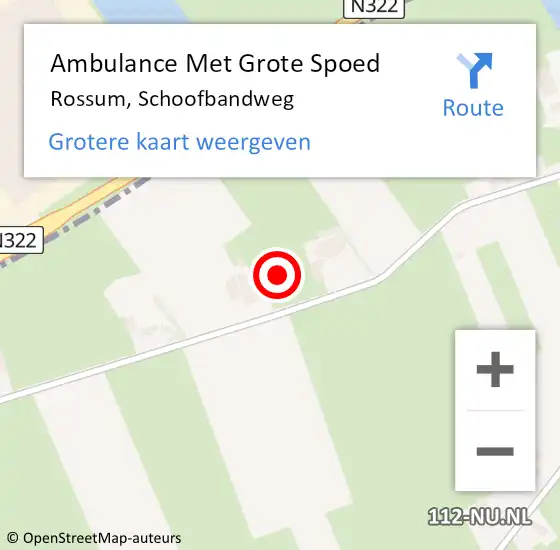 Locatie op kaart van de 112 melding: Ambulance Met Grote Spoed Naar Rossum, Schoofbandweg op 1 januari 2022 21:22