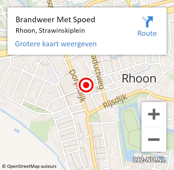 Locatie op kaart van de 112 melding: Brandweer Met Spoed Naar Rhoon, Strawinskiplein op 1 januari 2022 21:33