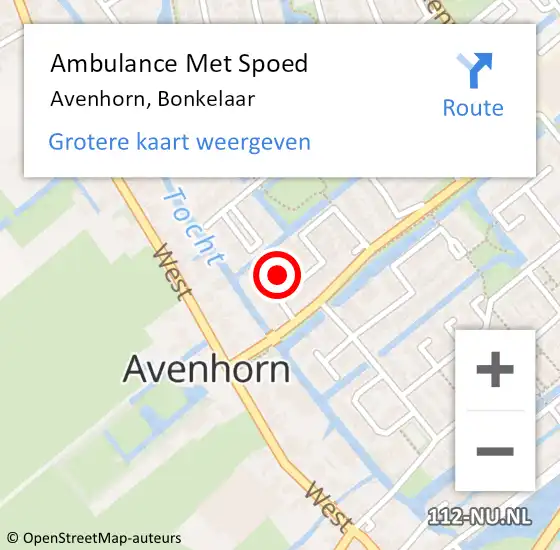 Locatie op kaart van de 112 melding: Ambulance Met Spoed Naar Avenhorn, Bonkelaar op 1 januari 2022 21:34