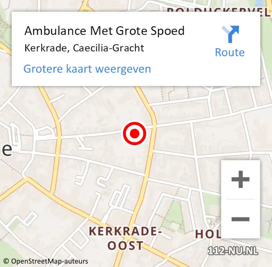 Locatie op kaart van de 112 melding: Ambulance Met Grote Spoed Naar Kerkrade, Elisa-Gracht op 4 juli 2014 07:15