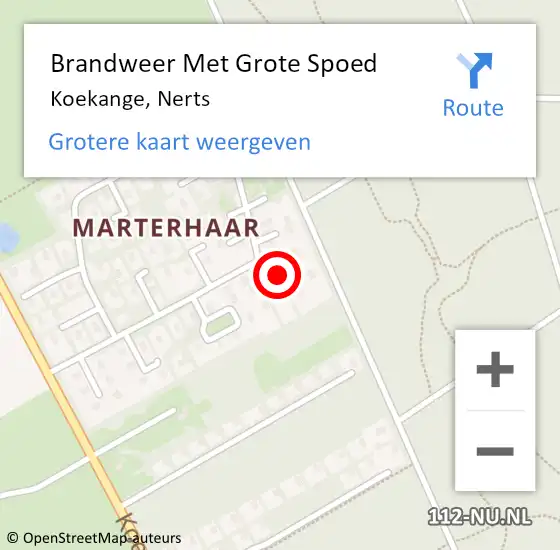 Locatie op kaart van de 112 melding: Brandweer Met Grote Spoed Naar Koekange, Nerts op 1 januari 2022 21:59