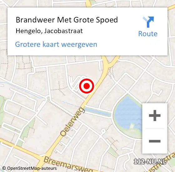 Locatie op kaart van de 112 melding: Brandweer Met Grote Spoed Naar Hengelo, Jacobastraat op 1 januari 2022 22:30