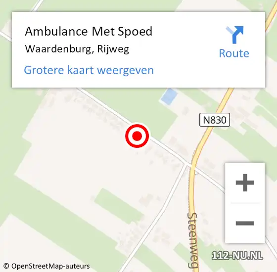 Locatie op kaart van de 112 melding: Ambulance Met Spoed Naar Waardenburg, Rijweg op 1 januari 2022 22:46