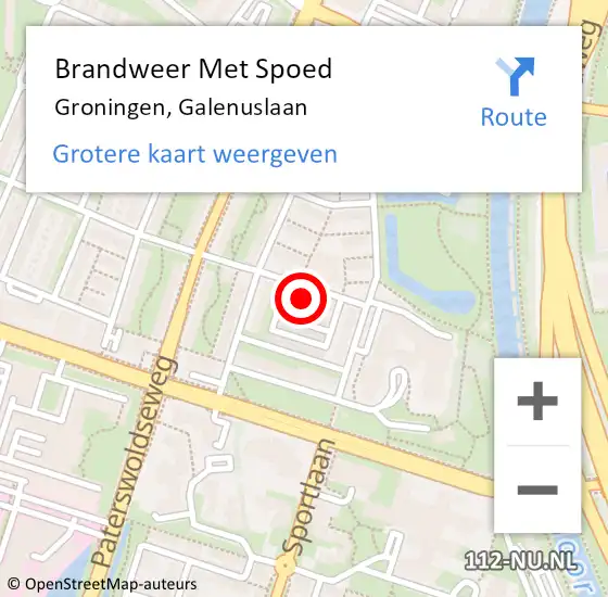 Locatie op kaart van de 112 melding: Brandweer Met Spoed Naar Groningen, Galenuslaan op 1 januari 2022 22:49