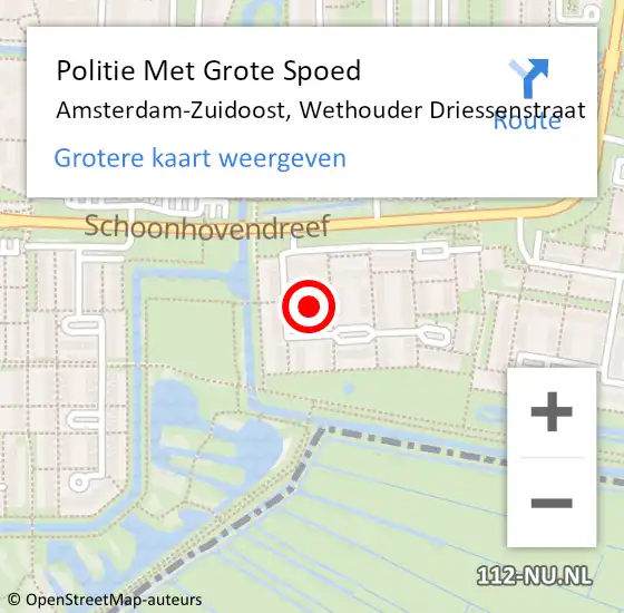 Locatie op kaart van de 112 melding: Politie Met Grote Spoed Naar Amsterdam-Zuidoost, Wethouder Driessenstraat op 1 januari 2022 22:53