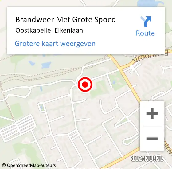 Locatie op kaart van de 112 melding: Brandweer Met Grote Spoed Naar Oostkapelle, Eikenlaan op 1 januari 2022 23:02