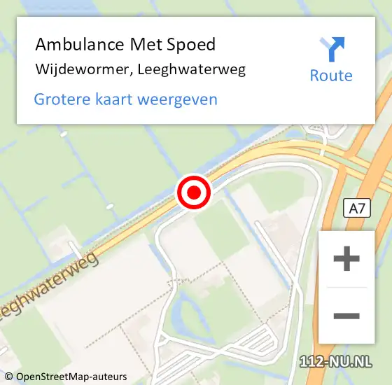 Locatie op kaart van de 112 melding: Ambulance Met Spoed Naar Wijdewormer, Leeghwaterweg op 1 januari 2022 23:36