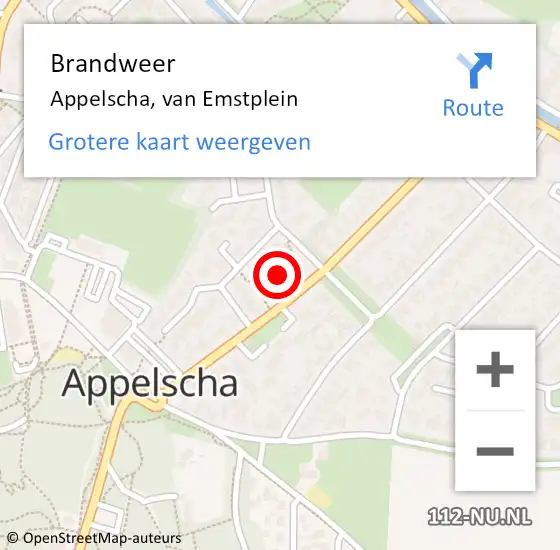 Locatie op kaart van de 112 melding: Brandweer Appelscha, van Emstplein op 1 januari 2022 23:42