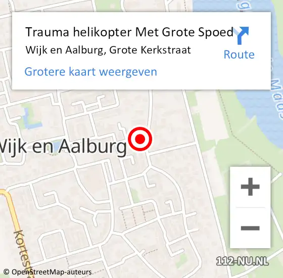 Locatie op kaart van de 112 melding: Trauma helikopter Met Grote Spoed Naar Wijk en Aalburg, Grote Kerkstraat op 2 januari 2022 00:03