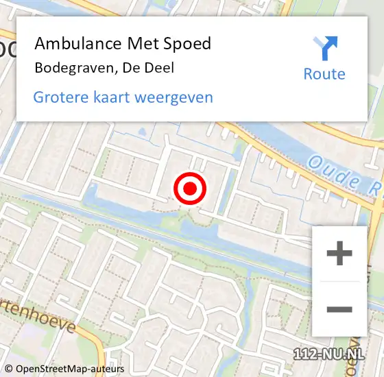 Locatie op kaart van de 112 melding: Ambulance Met Spoed Naar Bodegraven, De Deel op 2 januari 2022 01:27