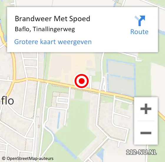 Locatie op kaart van de 112 melding: Brandweer Met Spoed Naar Baflo, Tinallingerweg op 2 januari 2022 01:40