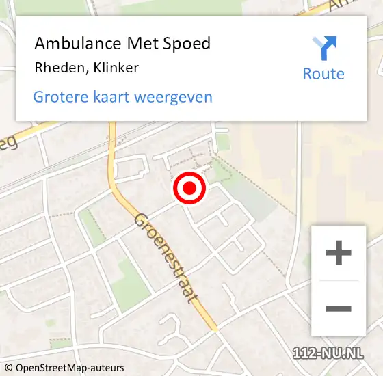 Locatie op kaart van de 112 melding: Ambulance Met Spoed Naar Rheden, Klinker op 2 januari 2022 01:45