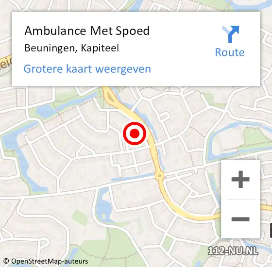 Locatie op kaart van de 112 melding: Ambulance Met Spoed Naar Beuningen, Kapiteel op 2 januari 2022 01:53