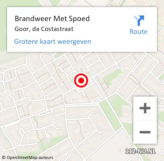 Locatie op kaart van de 112 melding: Brandweer Met Spoed Naar Goor, da Costastraat op 2 januari 2022 01:54