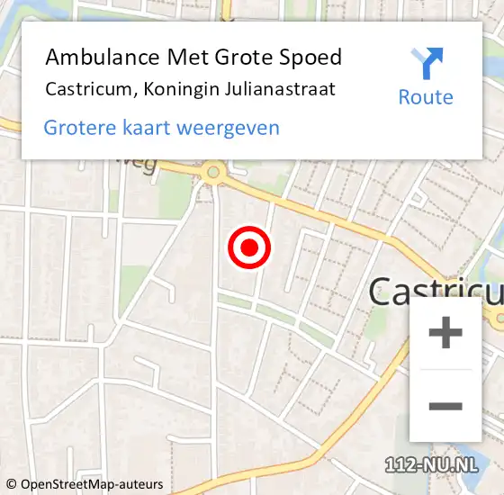 Locatie op kaart van de 112 melding: Ambulance Met Grote Spoed Naar Castricum, Koningin Julianastraat op 2 januari 2022 02:30