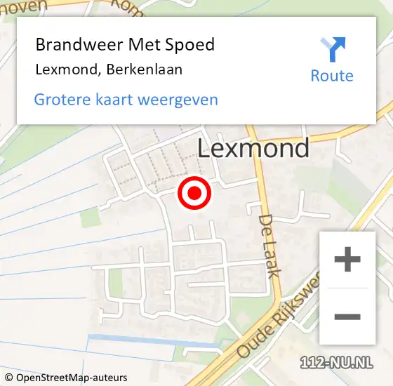 Locatie op kaart van de 112 melding: Brandweer Met Spoed Naar Lexmond, Berkenlaan op 2 januari 2022 03:42