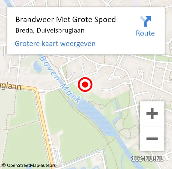 Locatie op kaart van de 112 melding: Brandweer Met Grote Spoed Naar Breda, Duivelsbruglaan op 2 januari 2022 03:45