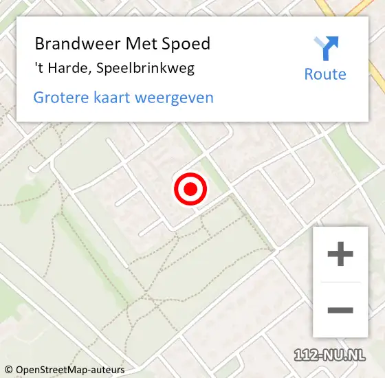 Locatie op kaart van de 112 melding: Brandweer Met Spoed Naar 't Harde, Speelbrinkweg op 2 januari 2022 03:49