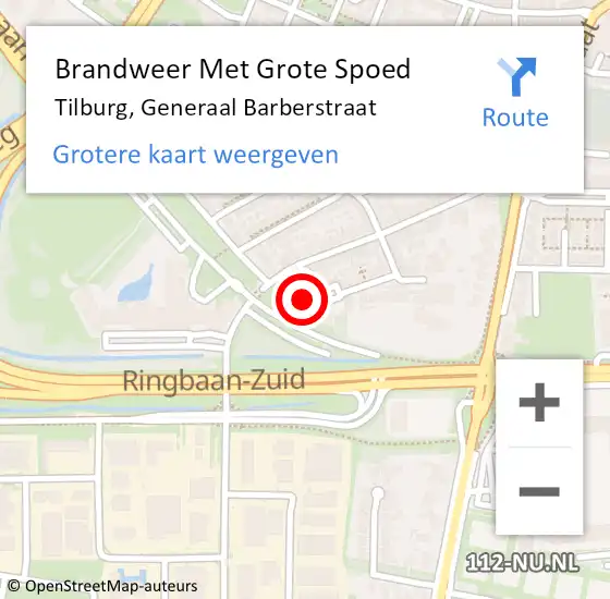 Locatie op kaart van de 112 melding: Brandweer Met Grote Spoed Naar Tilburg, Generaal Barberstraat op 2 januari 2022 04:01