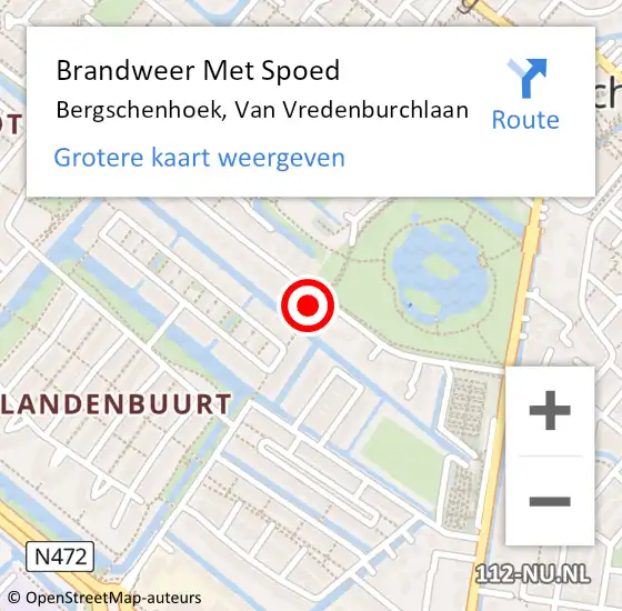 Locatie op kaart van de 112 melding: Brandweer Met Spoed Naar Bergschenhoek, Van Vredenburchlaan op 2 januari 2022 05:31