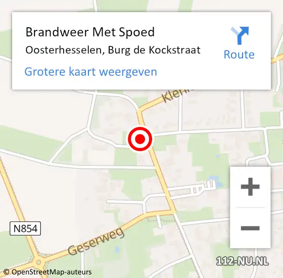 Locatie op kaart van de 112 melding: Brandweer Met Spoed Naar Oosterhesselen, Burg de Kockstraat op 2 januari 2022 09:18