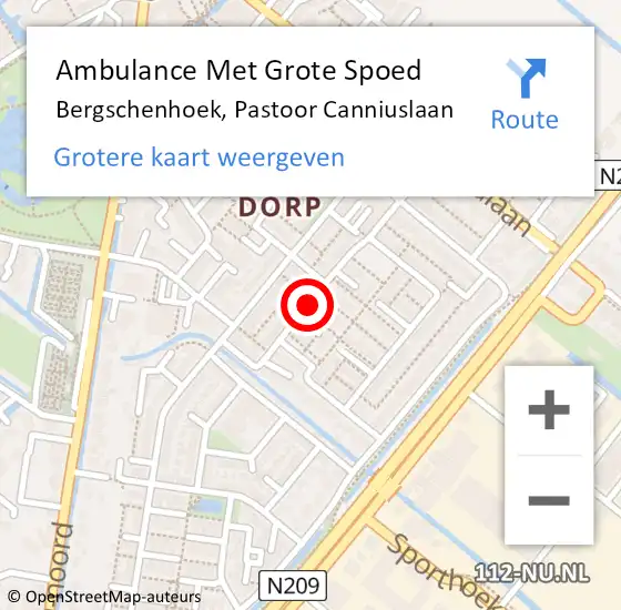 Locatie op kaart van de 112 melding: Ambulance Met Grote Spoed Naar Bergschenhoek, Pastoor Canniuslaan op 2 januari 2022 09:44