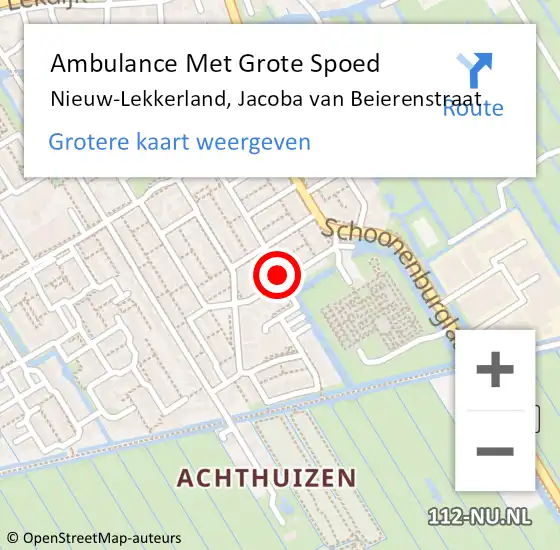 Locatie op kaart van de 112 melding: Ambulance Met Grote Spoed Naar Nieuw-Lekkerland, Jacoba van Beierenstraat op 2 januari 2022 10:07