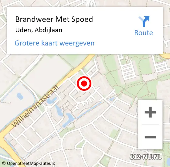 Locatie op kaart van de 112 melding: Brandweer Met Spoed Naar Uden, Abdijlaan op 2 januari 2022 10:11