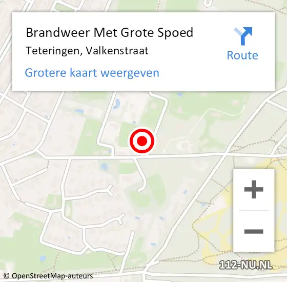 Locatie op kaart van de 112 melding: Brandweer Met Grote Spoed Naar Teteringen, Valkenstraat op 2 januari 2022 10:26